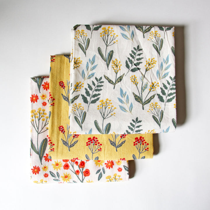 Mixed Floral Kitchen Towels, Set of 3