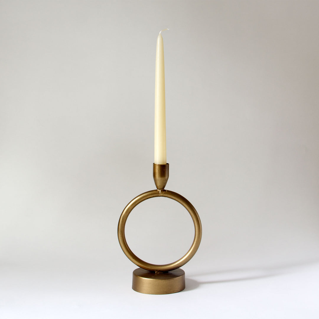 Modern Circle Brass Taper Candleholder