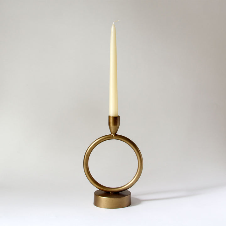 Modern Circle Brass Taper Candleholder