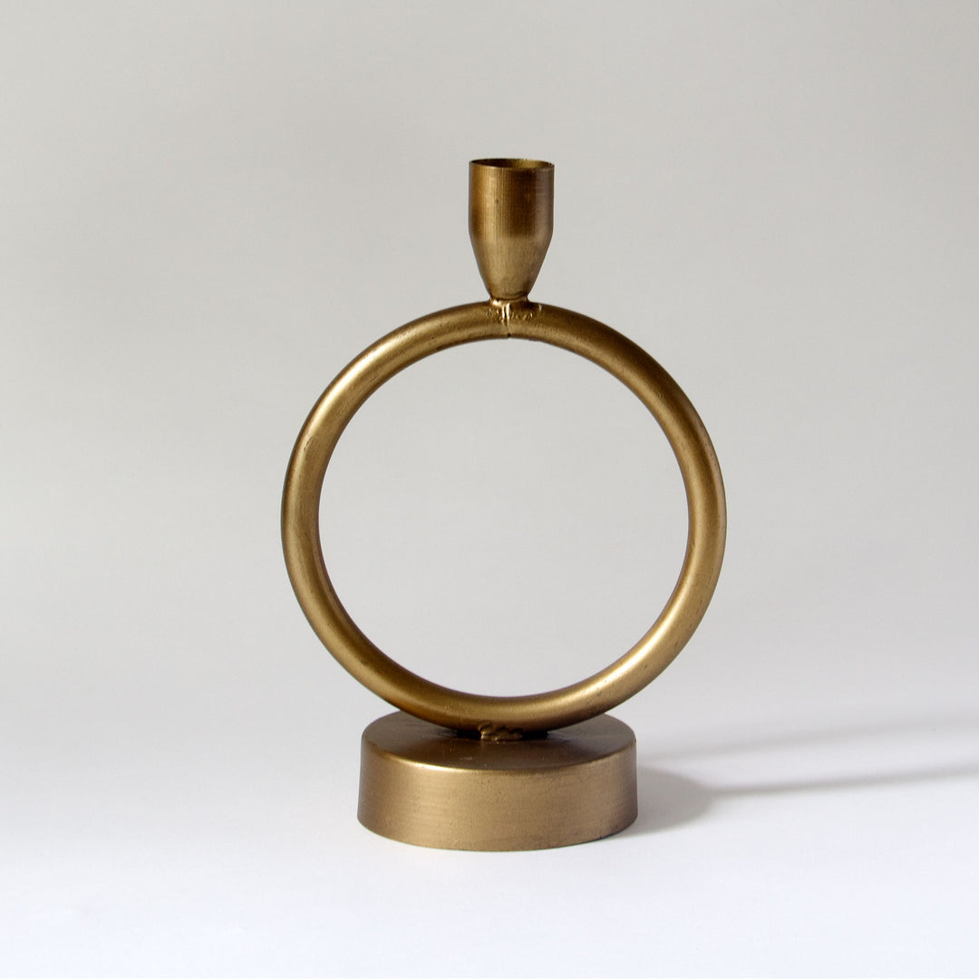 Modern Circle Brass Taper Candleholder