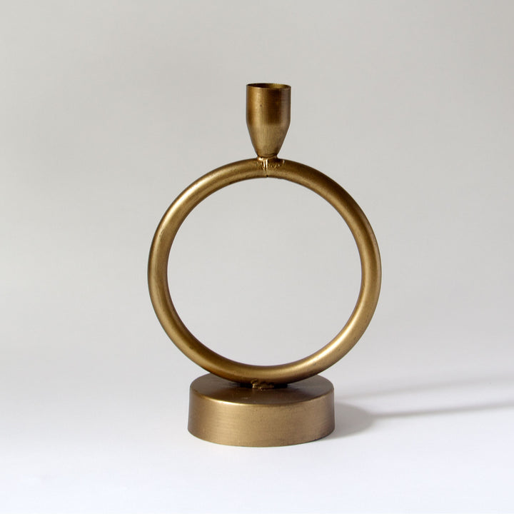 Modern Circle Brass Taper Candleholder