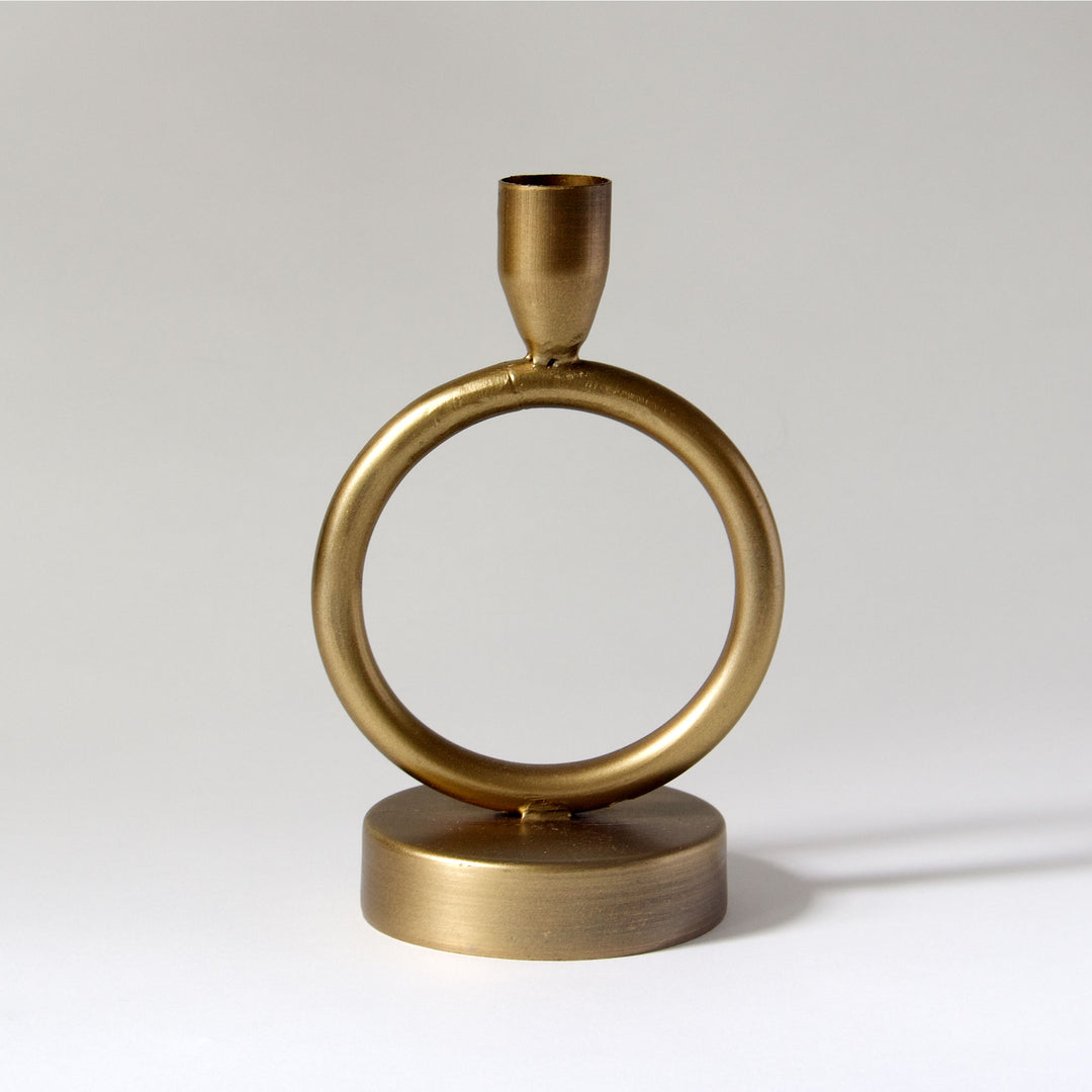Modern Circle Brass Taper Candleholder