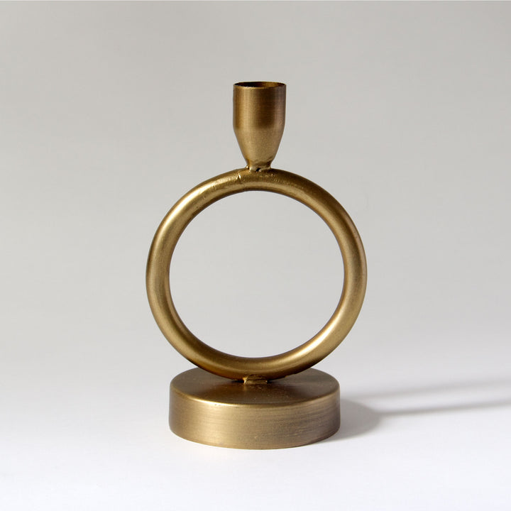 Modern Circle Brass Taper Candleholder