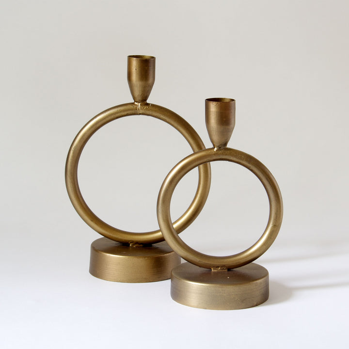 Modern Circle Brass Taper Candleholder
