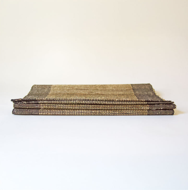 Natural Woven Table Runner - Black & Tan