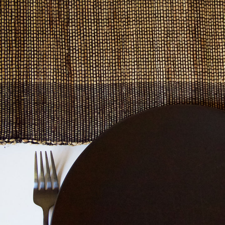 Natural Woven Table Runner - Black & Tan
