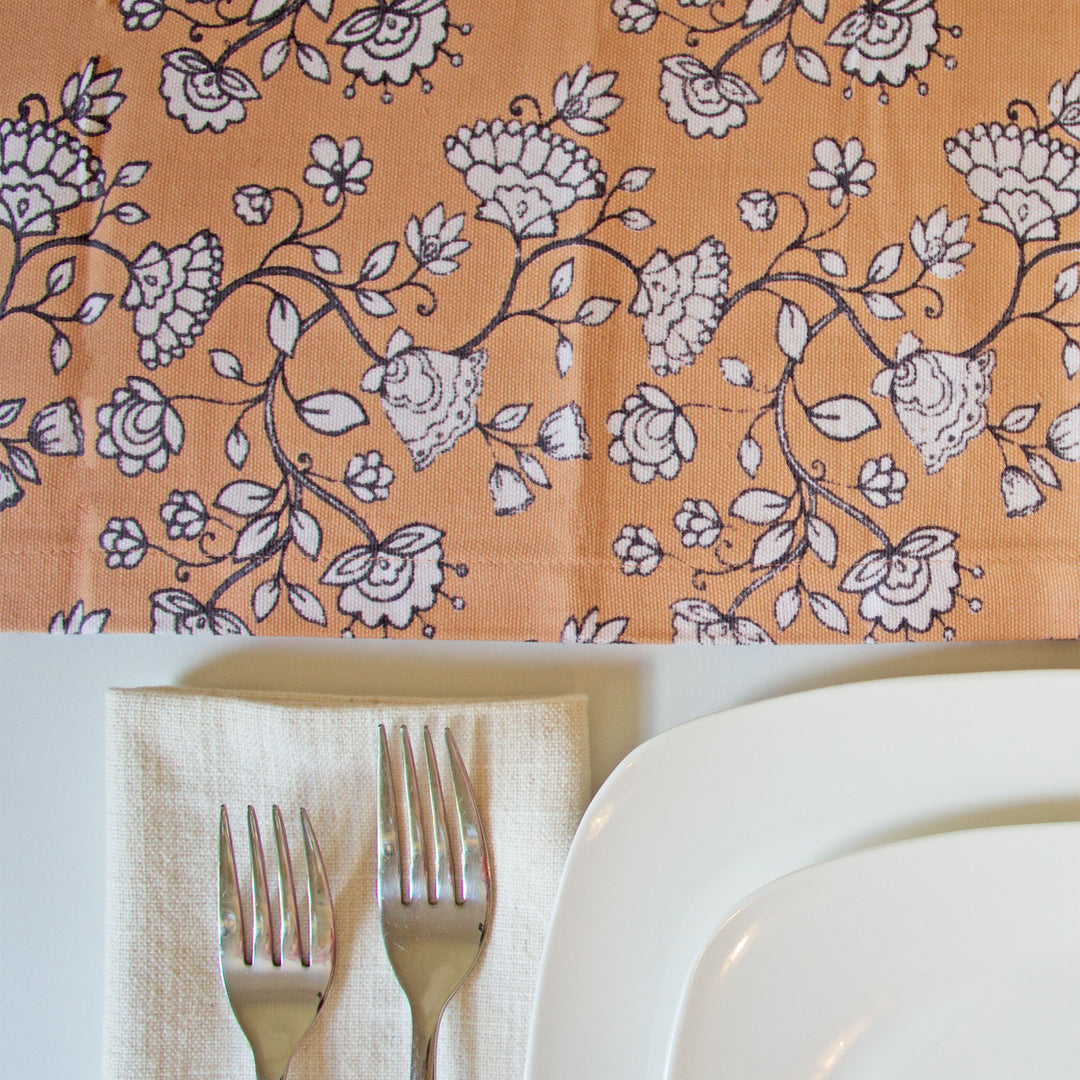 Peach Floral Table Runner