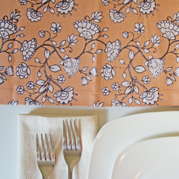 Peach Floral Table Runner