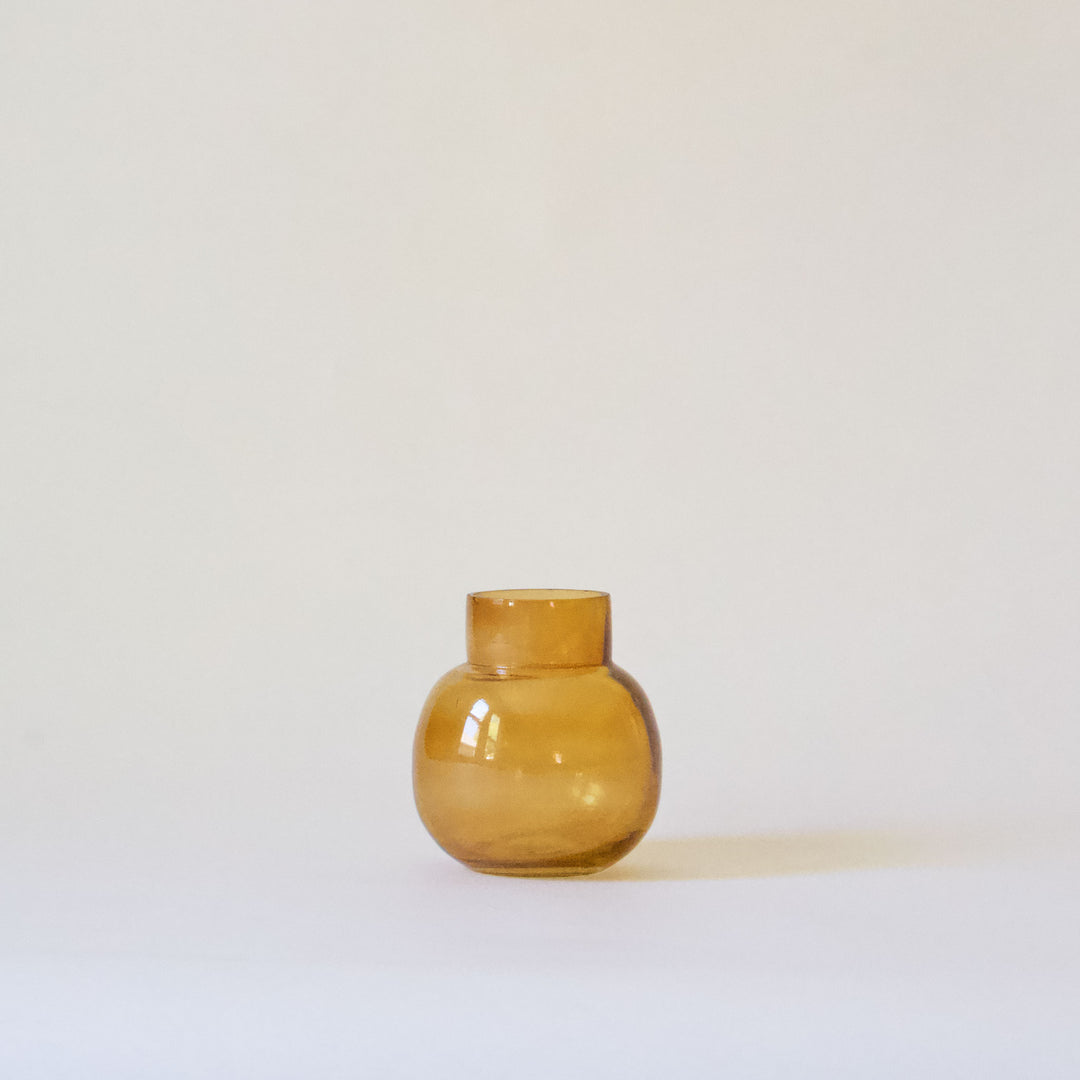 Petite Glass Bus Vase - Amber