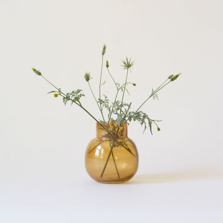 Petite Glass Bus Vase - Amber