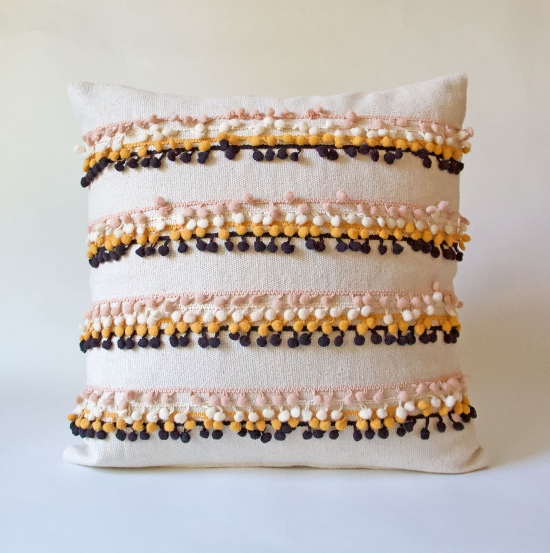 Pom Pom Cotton Pillow Cover