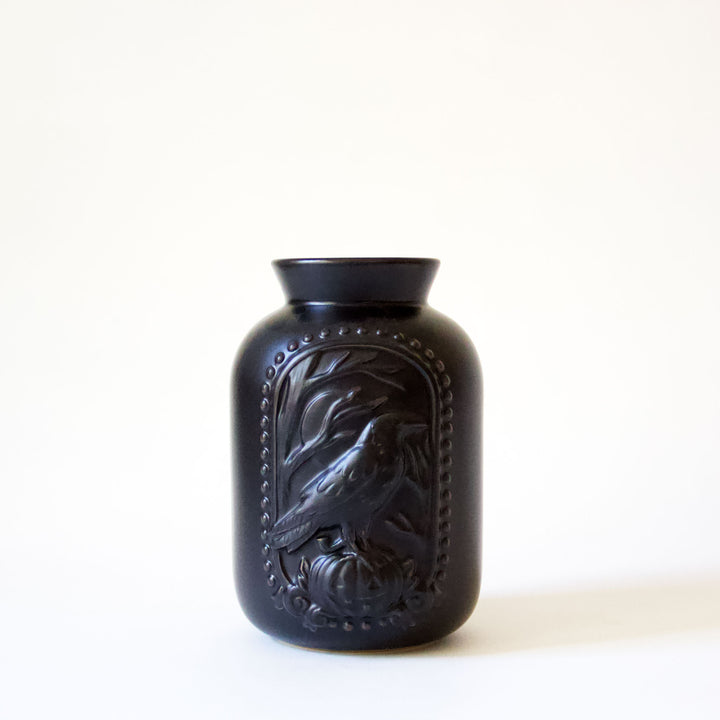 Raven Black Ceramic Vase