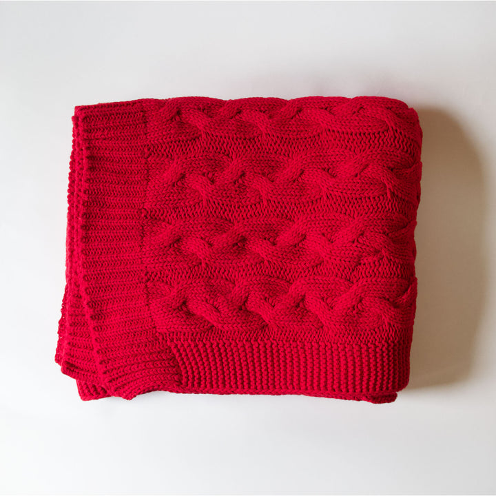 Red Cable Knit Throw