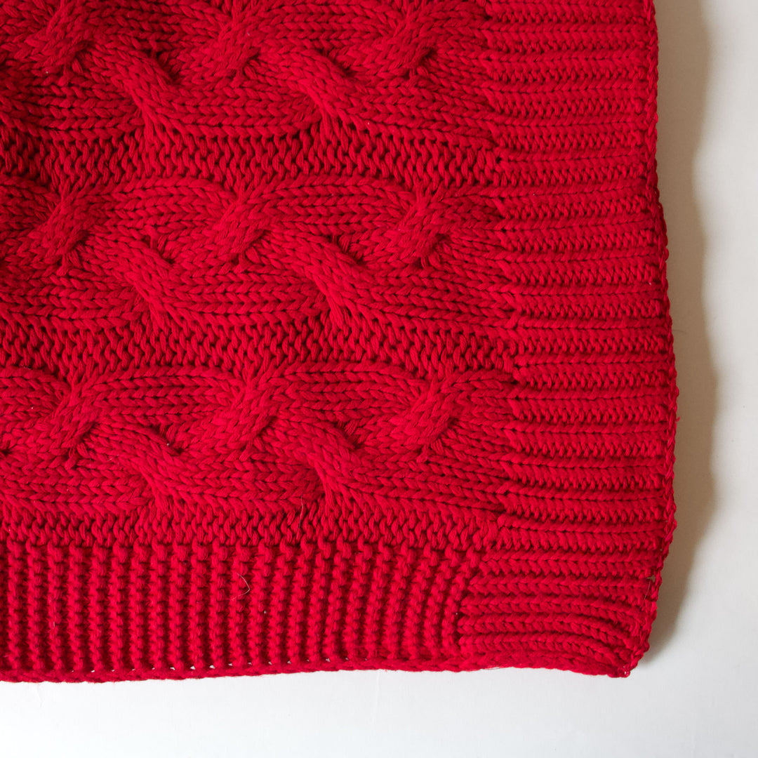 Red Cable Knit Throw