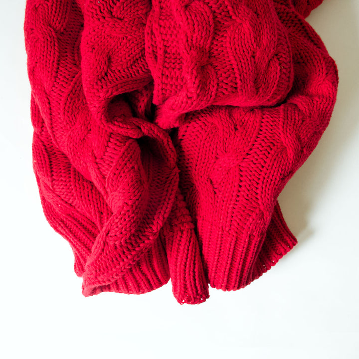 Red Cable Knit Throw