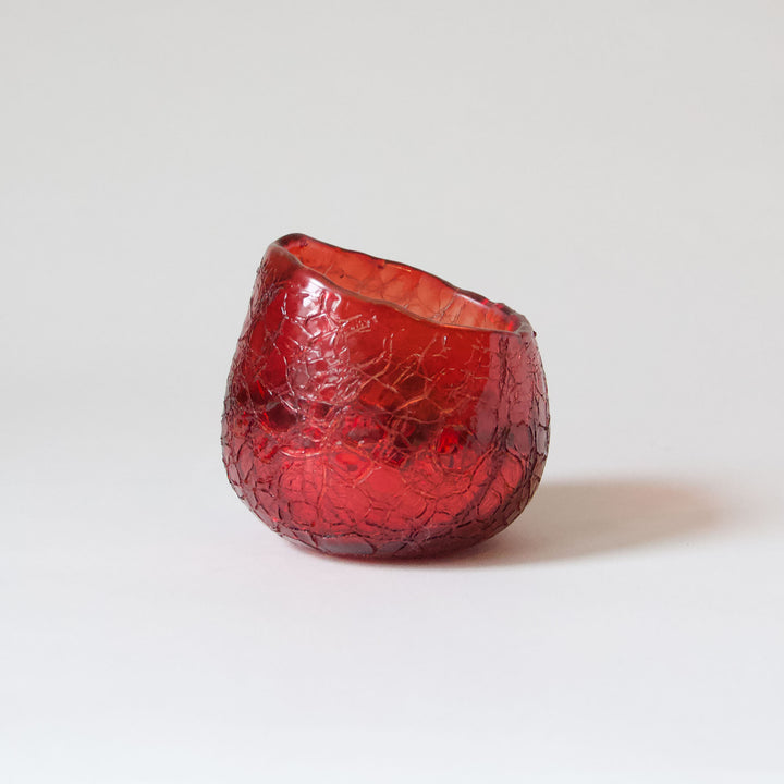 Red Crackle Glass Tealight Candleholder