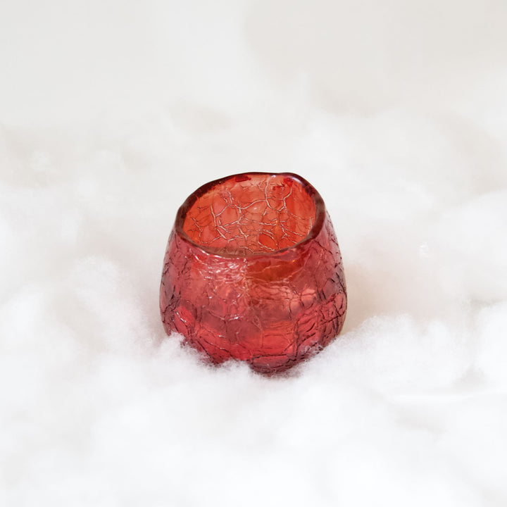Red Crackle Glass Tealight Candleholder