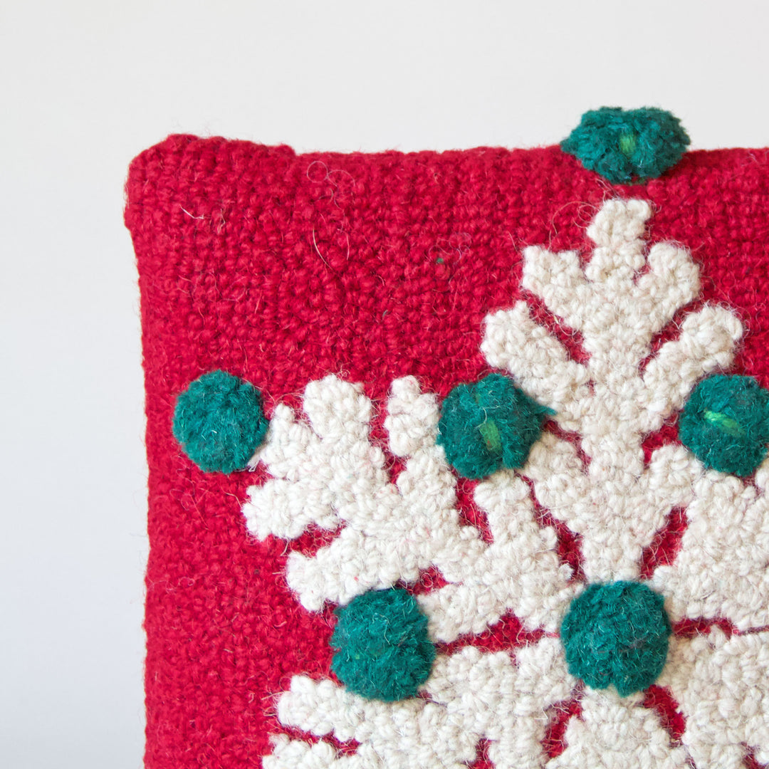 Red Snowflake Hook Pillow