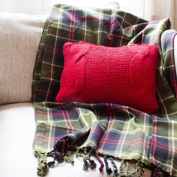 Red Cable Knit Pillow