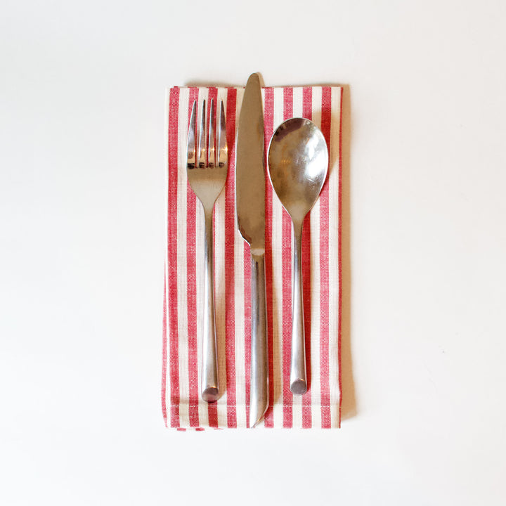 Red & White Striped Napkins, Set of 4