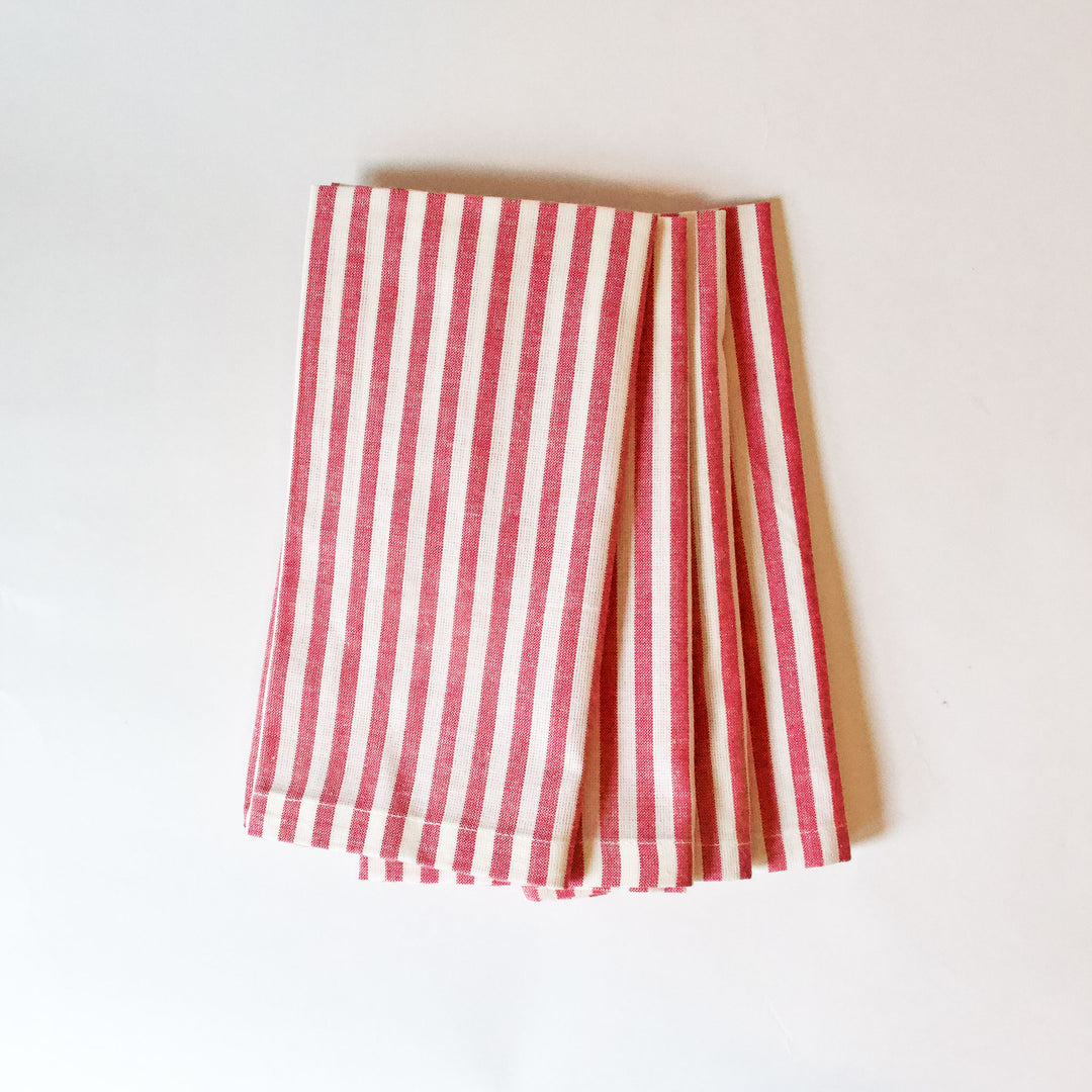 Red & White Striped Napkins, Set of 4
