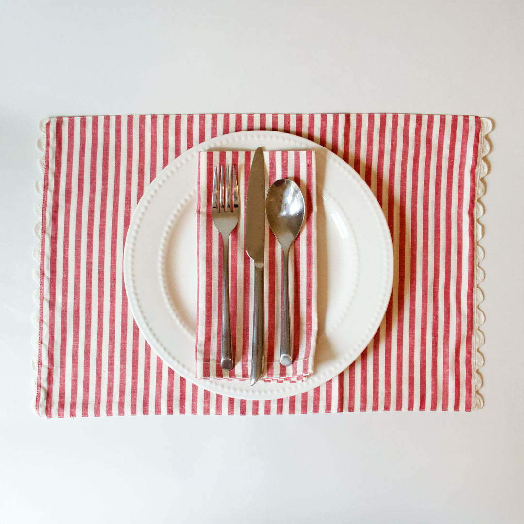 Red & White Striped Placemats, Set of 4