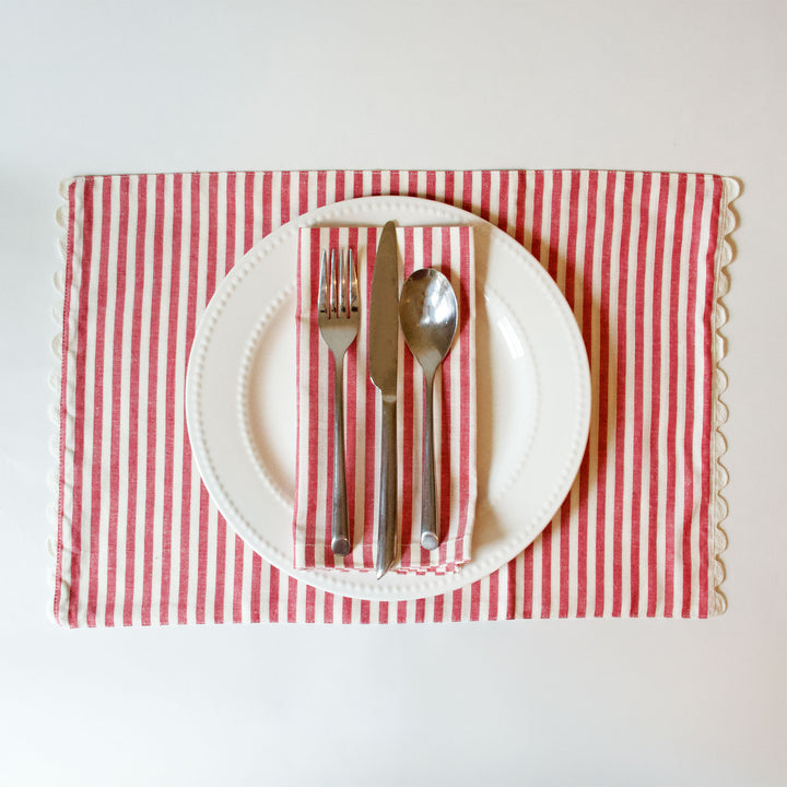 Red & White Striped Placemats, Set of 4