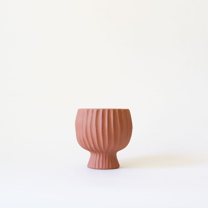 Ribbed Ceramic Compote - Terracotta