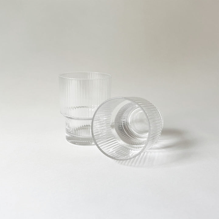 Ribbed Step Glass Tealight Candleholder