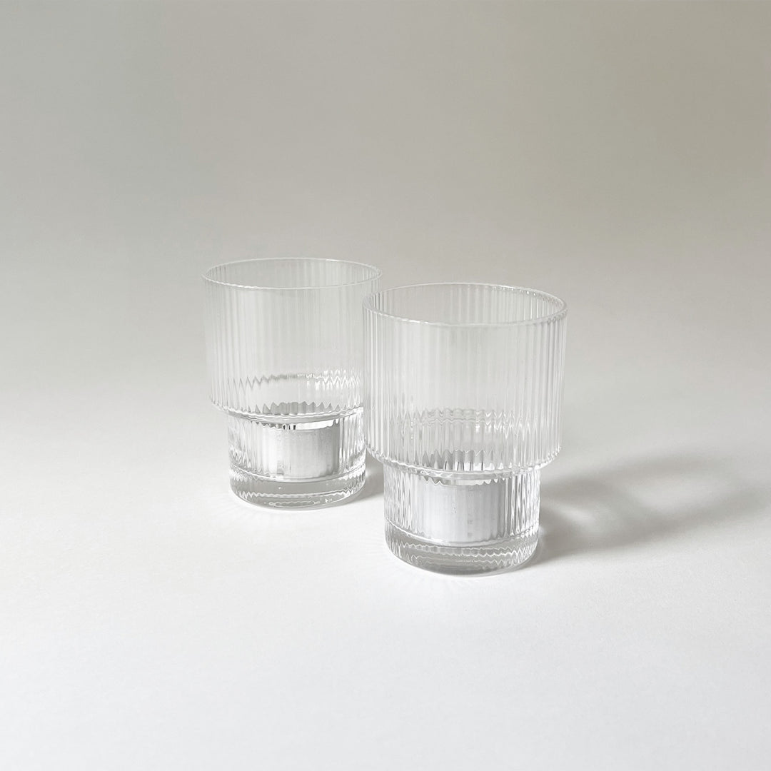 Ribbed Step Glass Tealight Candleholder