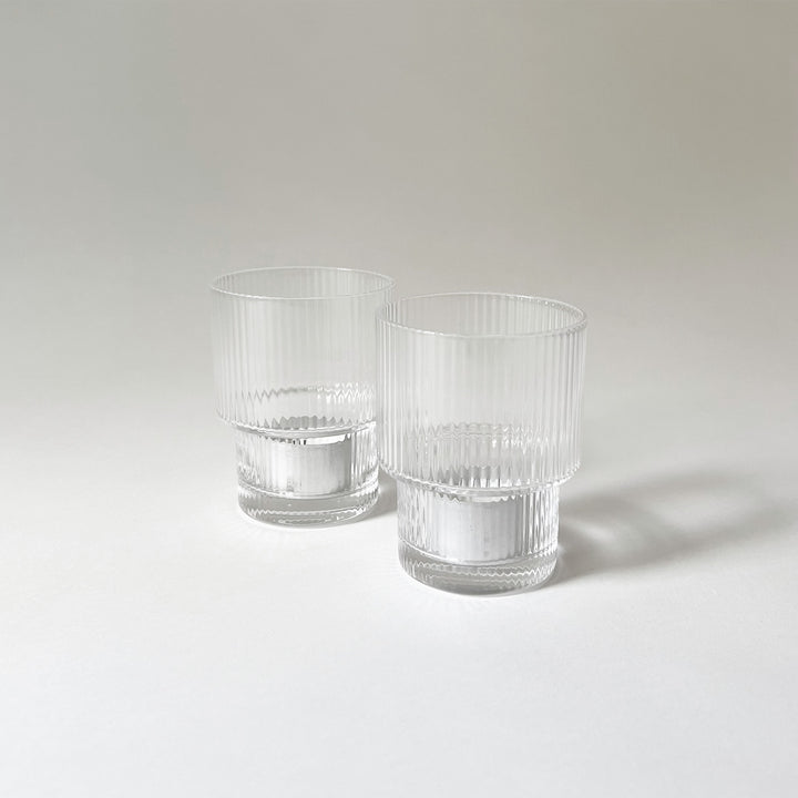 Ribbed Step Glass Tealight Candleholder