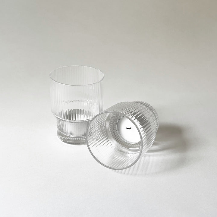 Ribbed Step Glass Tealight Candleholder
