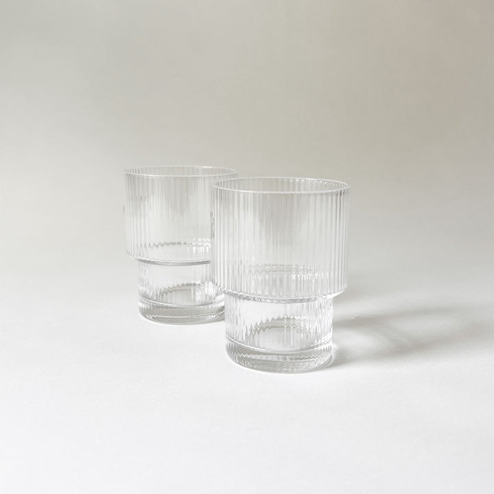 Ribbed Step Glass Tealight Candleholder