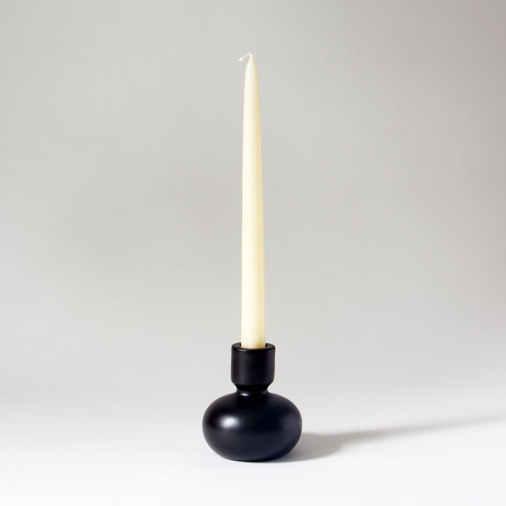 Round Ceramic Taper Candleholder - Black
