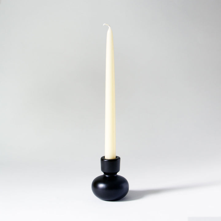 Round Ceramic Taper Candleholder - Black