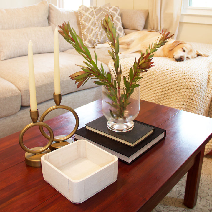 Whitewash Square Wooden Tray