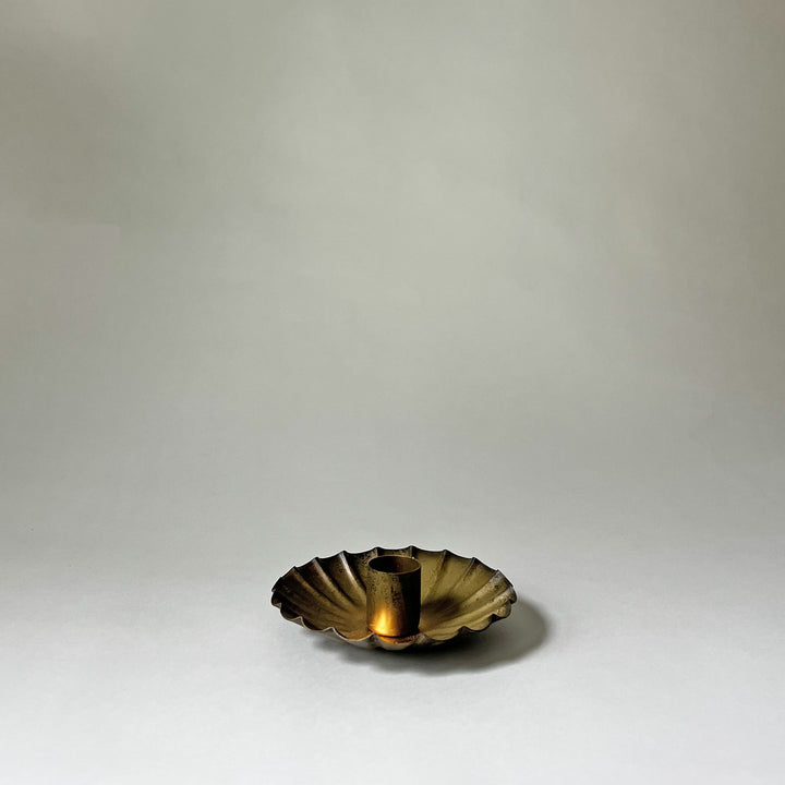 Scalloped Brass Taper Candleholder
