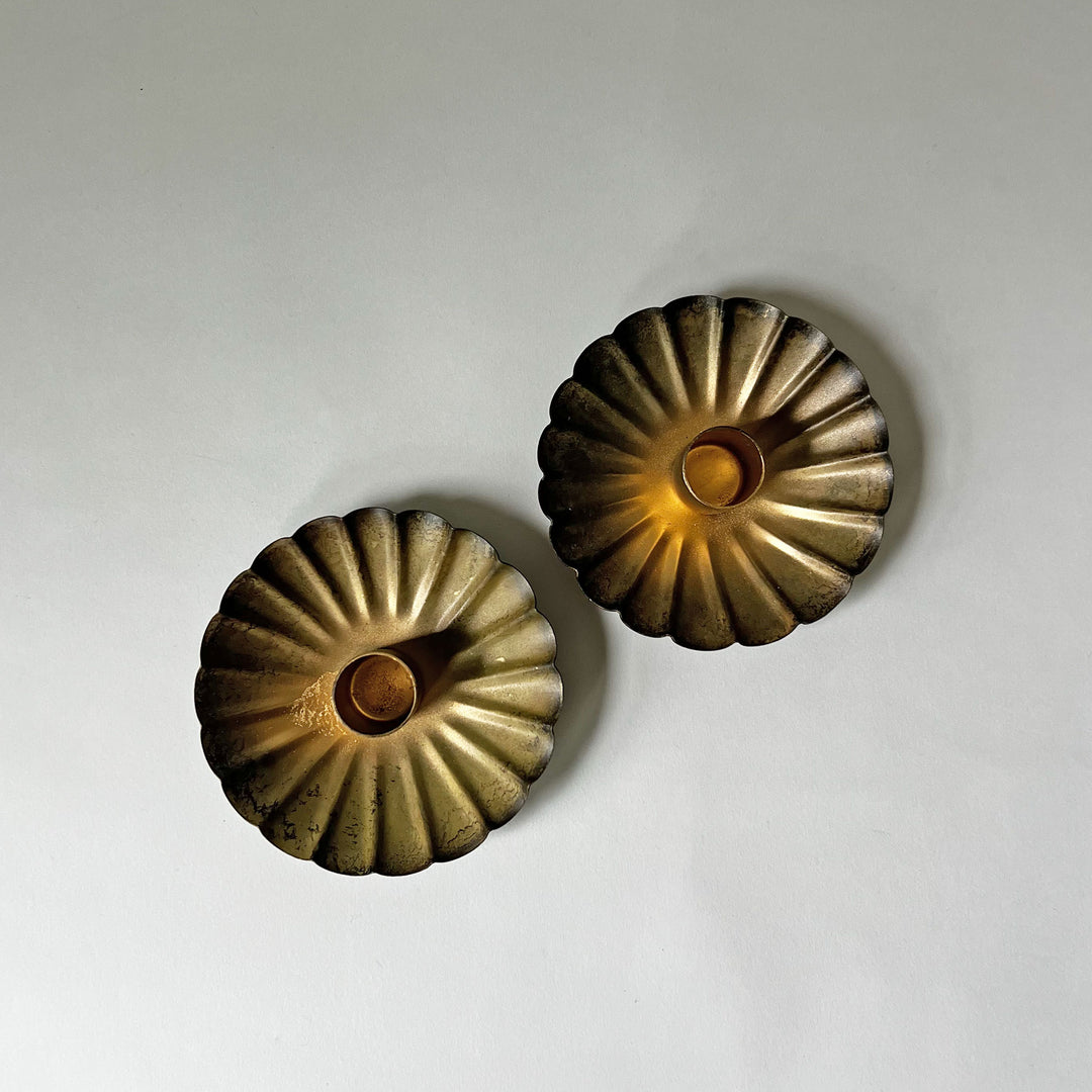Scalloped Brass Taper Candleholder
