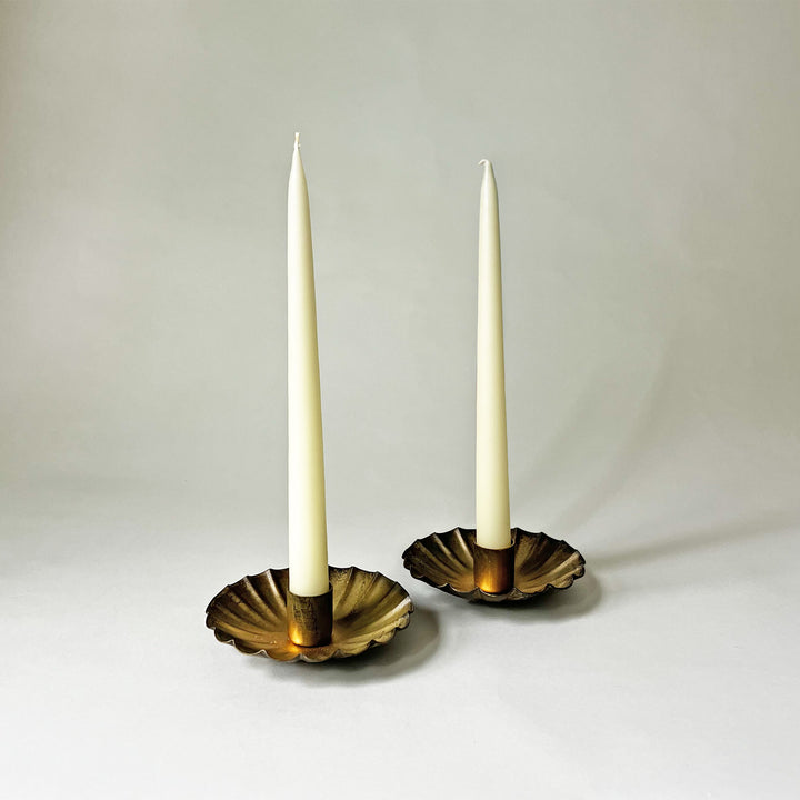 Scalloped Brass Taper Candleholder