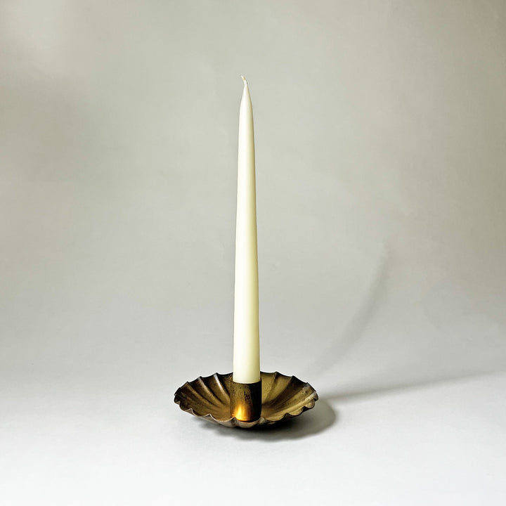 Scalloped Brass Taper Candleholder