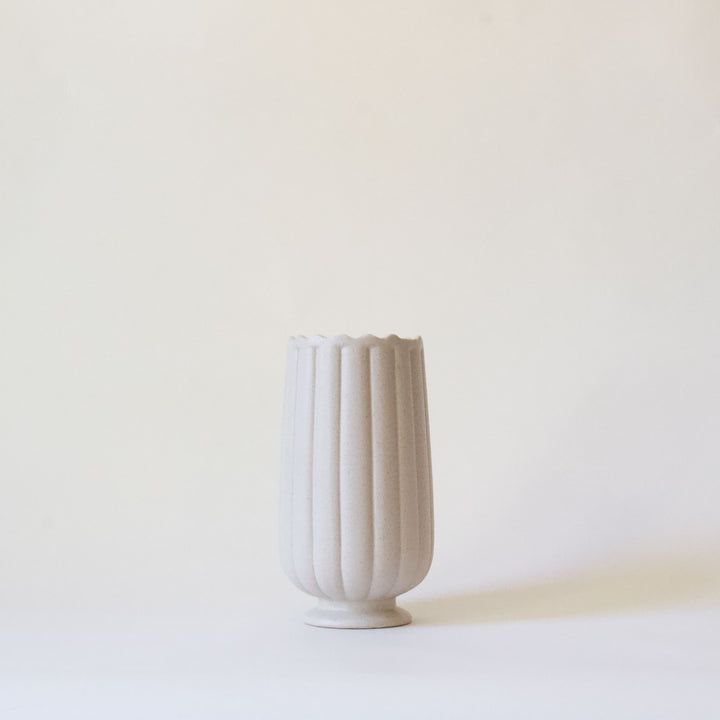 Scalloped Ceramic Vase - Ivory