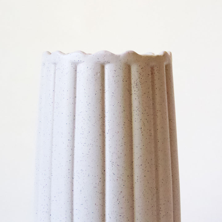 Scalloped Ceramic Vase - Ivory