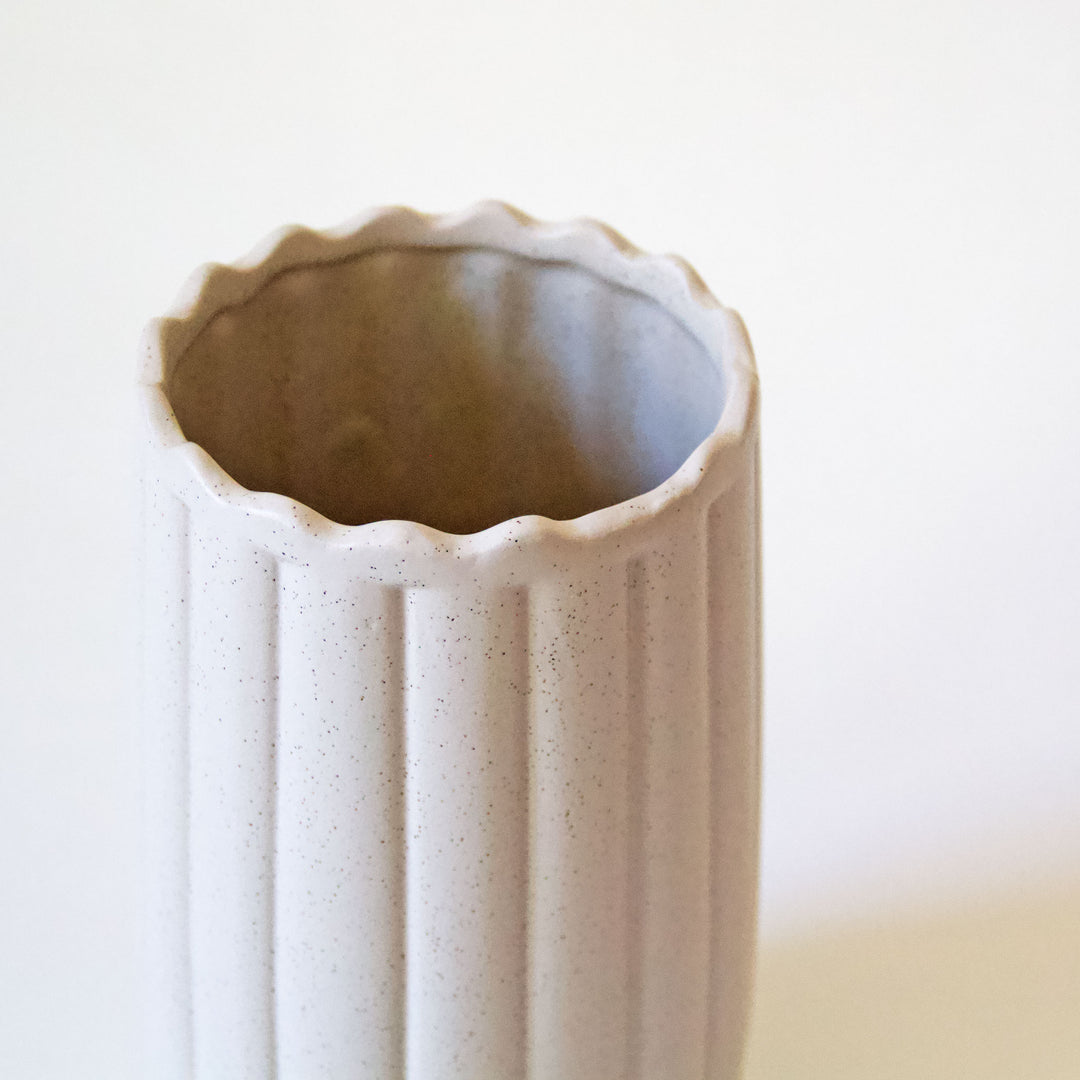 Scalloped Ceramic Vase - Ivory