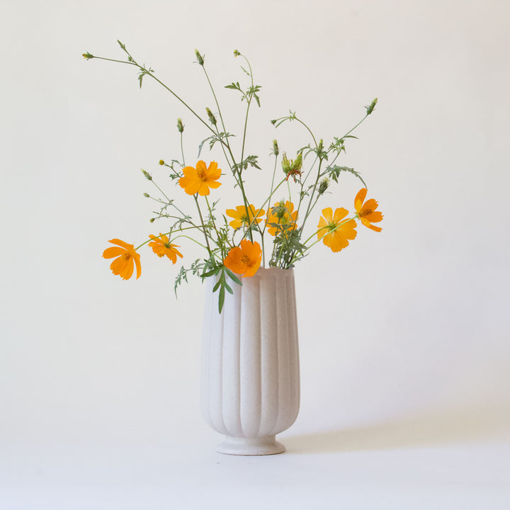 Scalloped Ceramic Vase - Ivory