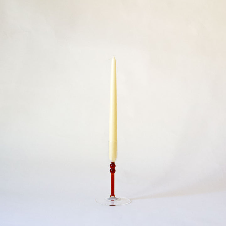 Slender Bubble Glass Taper Candleholder - Amber