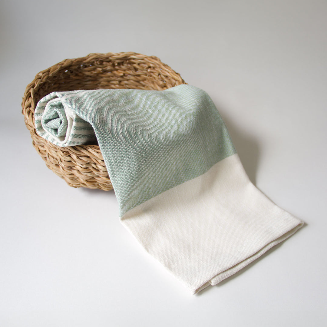 Striped Chambray Kitchen Towel - Green