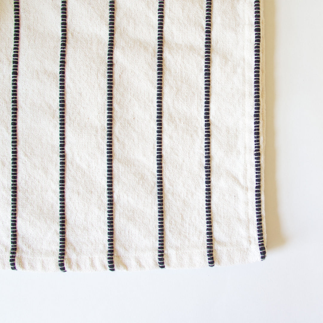 Striped Cotton Table Runner - White & Black
