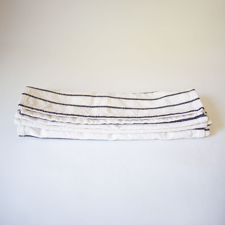 Striped Cotton Table Runner - White & Black