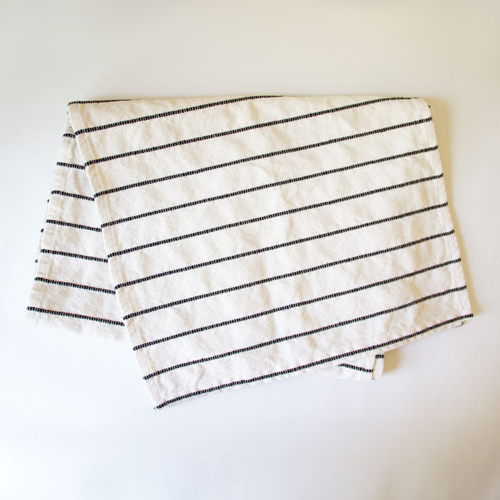 Striped Cotton Table Runner - White & Black