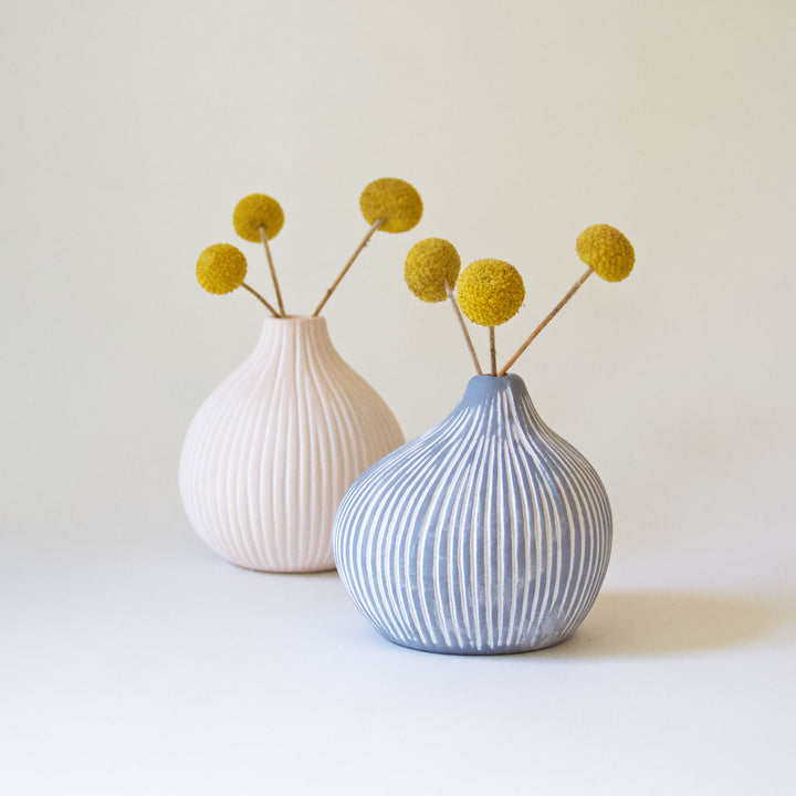 Striped Droplet Bud Vase - Cream